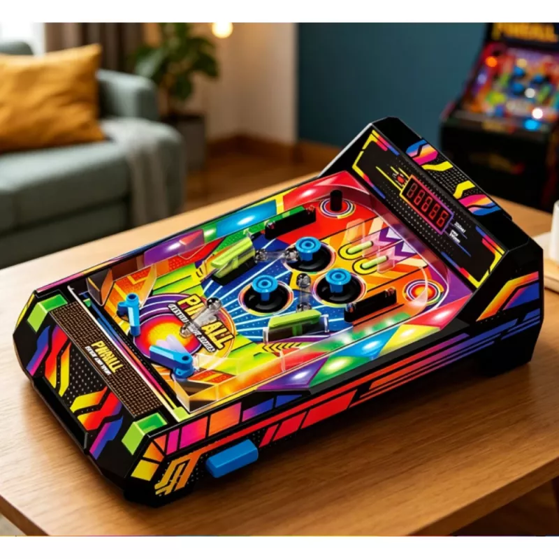 LEAN TOYS Galda pinbola mašīna - elektroniska pinbola spēle ar LED punktu skaitītāju, skaņām un mirgojošām gaismām - daudzkrāsaina, 1 spēlētājam, vecumam no 6 gadiem