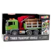 LEAN TOYS Timber Transport Truck ar celtni, baļķiem, gaismām un skaņām – būvniecības transportlīdzekļa rotaļlieta