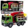 LEAN TOYS Timber Transport Truck ar celtni, baļķiem, gaismām un skaņām – būvniecības transportlīdzekļa rotaļlieta