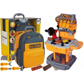 LEAN TOYS Instrumentu komplekts mugursomā Darbnīca Oranžs un Pelēks
