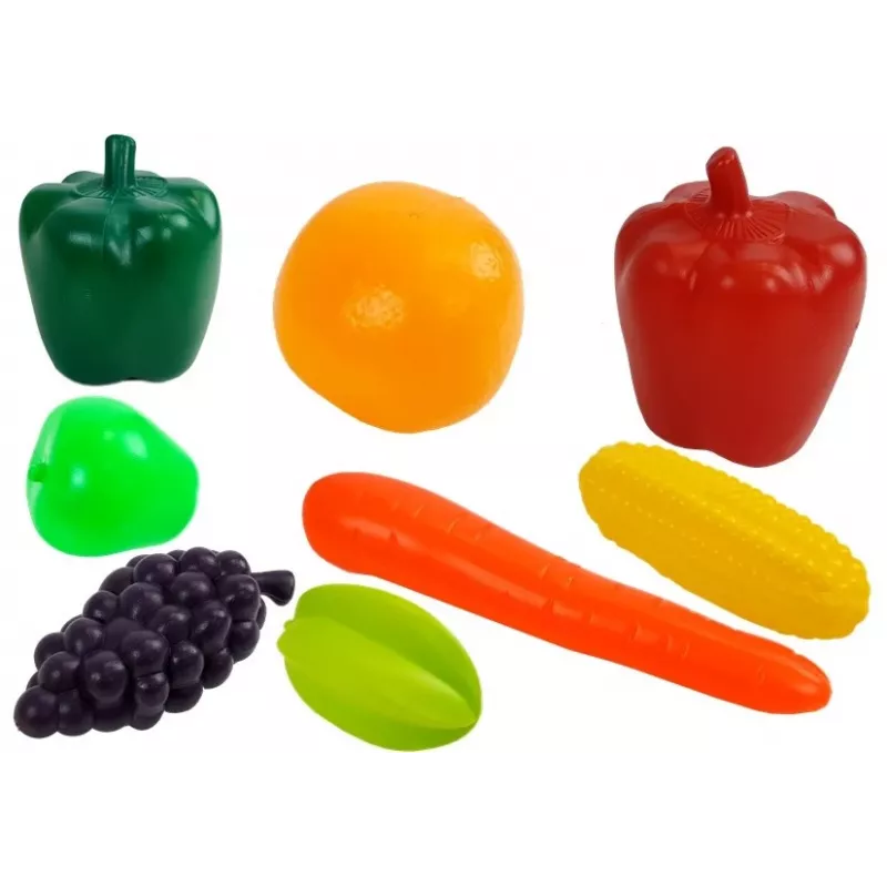 LEAN TOYS Rotaļlietu tirgus ar ratiņiem, kases aparātu, skeneri un pārtikas precēm
