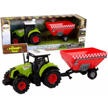 LEAN TOYS Tractor Farm Detachable Grain Trailer Sound Green