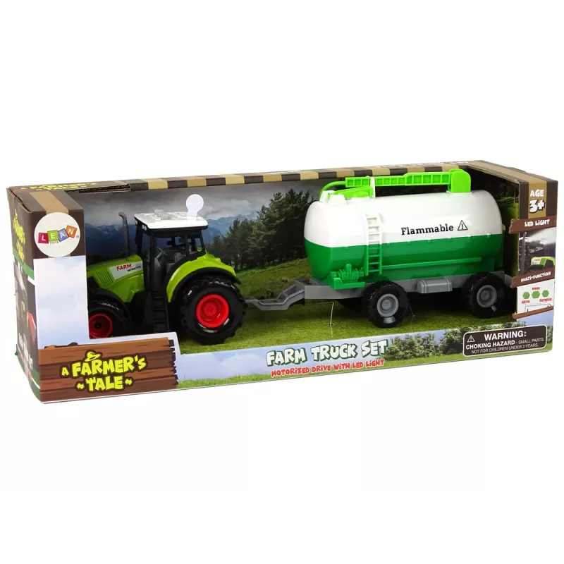 LEAN TOYS Traktors bērniem ar piekabi un cisternu