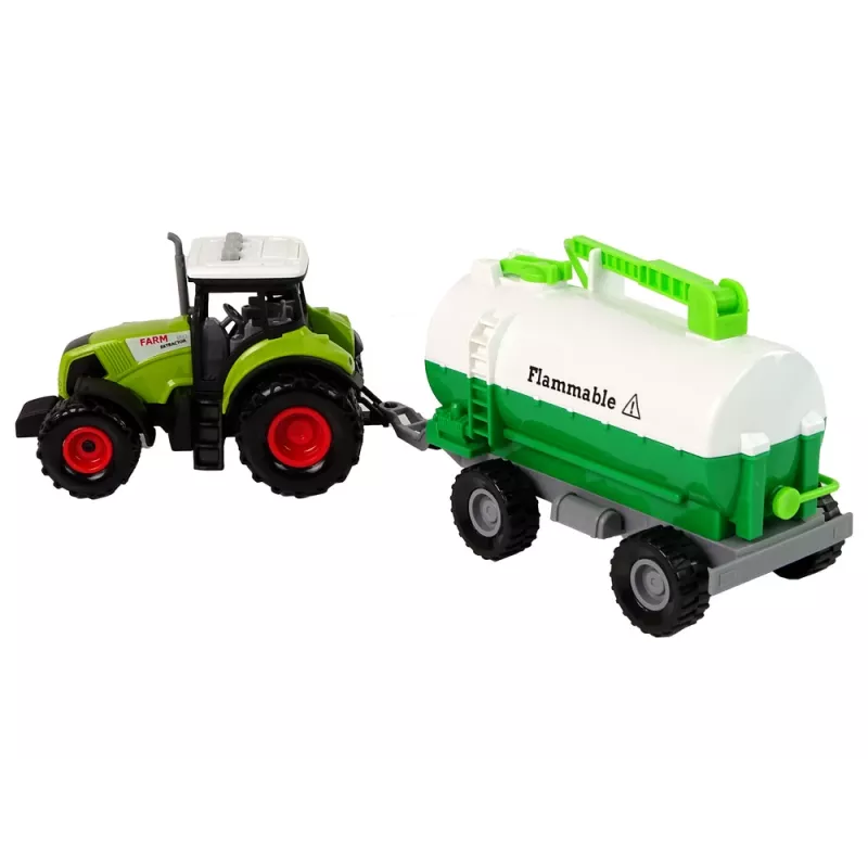 LEAN TOYS Traktors bērniem ar piekabi un cisternu