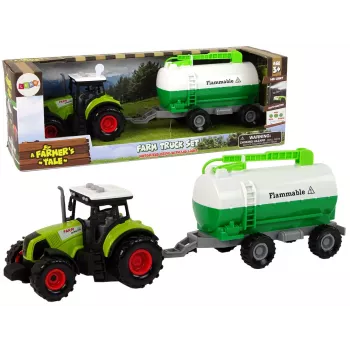 LEAN TOYS Traktors bērniem ar piekabi un cisternu