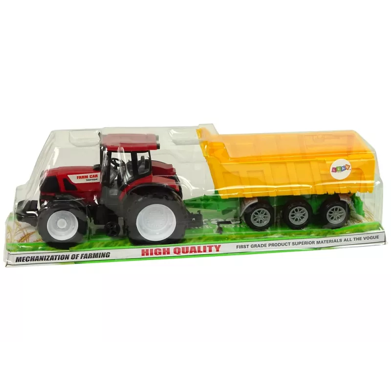 LEAN TOYS Traktors sarkans pašizgāzējs dzeltenais traktors 50 cm