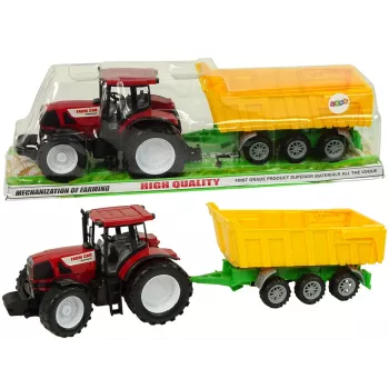 LEAN TOYS Traktors sarkans pašizgāzējs dzeltenais traktors 50 cm