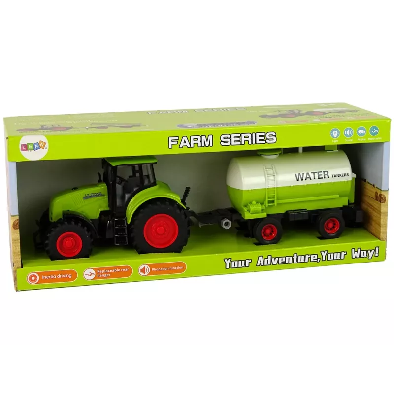 LEAN TOYS Traktors ar lielo riteņu piekabi Zaļā ferma