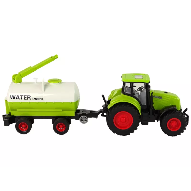 LEAN TOYS Traktors ar lielo riteņu piekabi Zaļā ferma