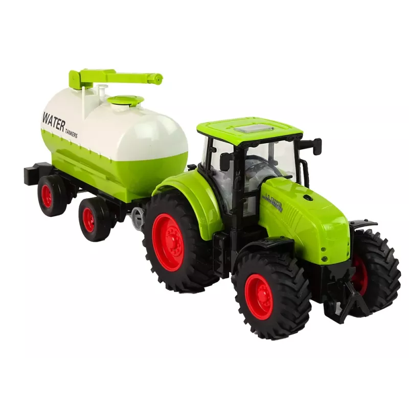 LEAN TOYS Traktors ar lielo riteņu piekabi Zaļā ferma