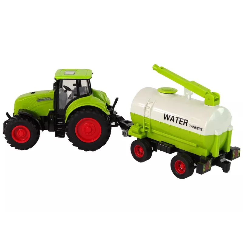 LEAN TOYS Traktors ar lielo riteņu piekabi Zaļā ferma