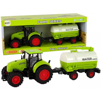 LEAN TOYS Traktors ar lielo riteņu piekabi Zaļā ferma