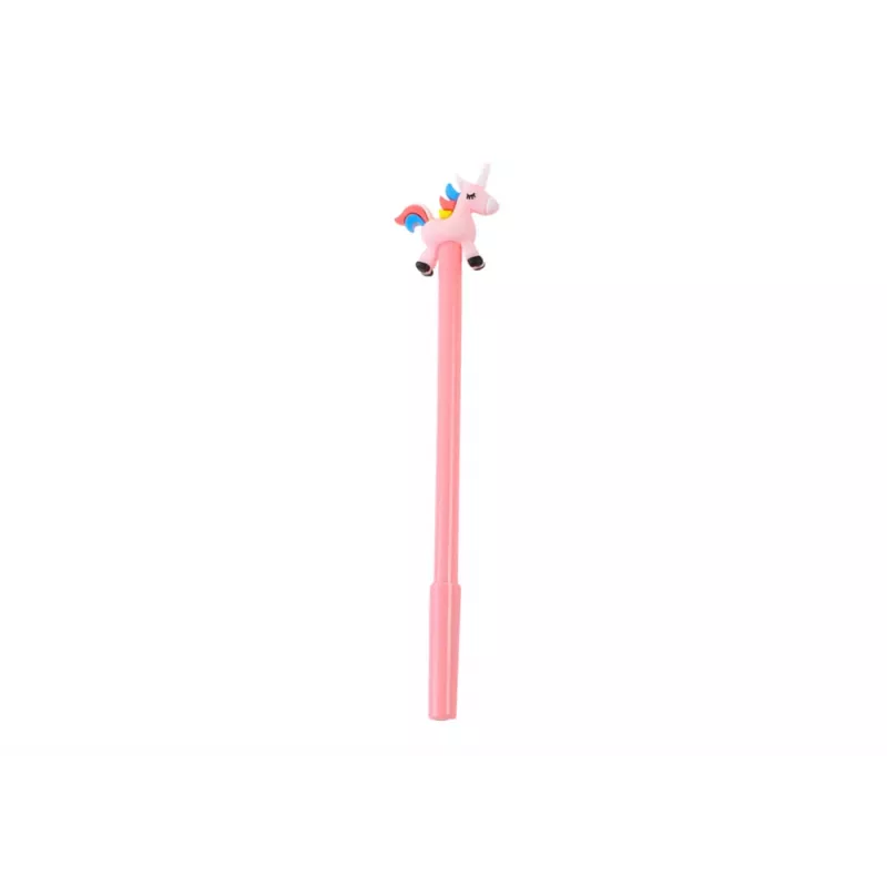 LEAN TOYS Unicorn lodīšu pildspalva, melna, ar vāciņu, uzpildāma, balta/rozā, 0,5 mm