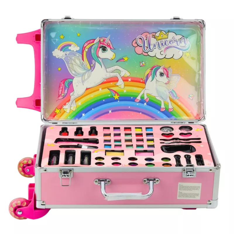 LEAN TOYS Unicorn Pink Ripošanas Koferis Skaistumkopšanas Komplekts