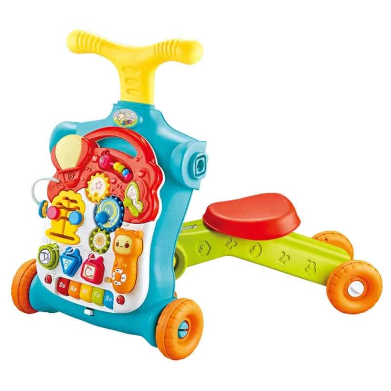 LEAN TOYS 5-in-1 Walker, Pusher, Scooter, Educational Table, Interactive Panel Colorful