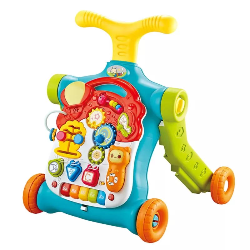 LEAN TOYS 5-in-1 Walker, Pusher, Scooter, Educational Table, Interactive Panel Colorful