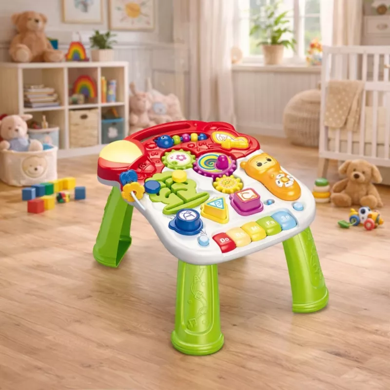 LEAN TOYS 5-in-1 Walker, Pusher, Scooter, Educational Table, Interactive Panel Colorful