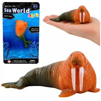 LEAN TOYS Valzirgs Gumijas Figūriņa Stiepjama Reālistisks Jūras Zīdītājs 13 cm