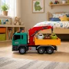 LEAN TOYS Atkritumu šķirošanas mašīna ar celtni, konteineriem, berzes piedziņu, gaismu un skaņu