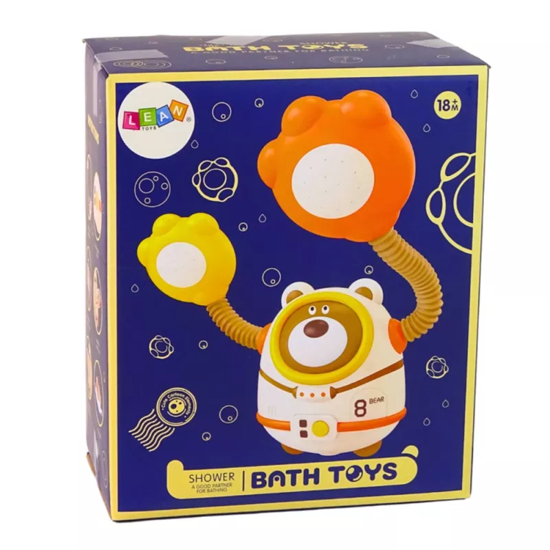 LEAN TOYS Ūdens vannas rotaļlieta Lācītis astronauts duša ar ūdens cirkulāciju un piesūcekņiem