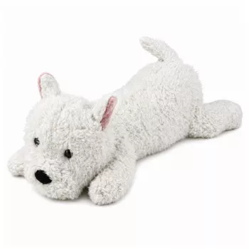 LEAN TOYS Vesthailendas baltā terjera plīša suns mīkstā rotaļlieta, balts, 40 cm