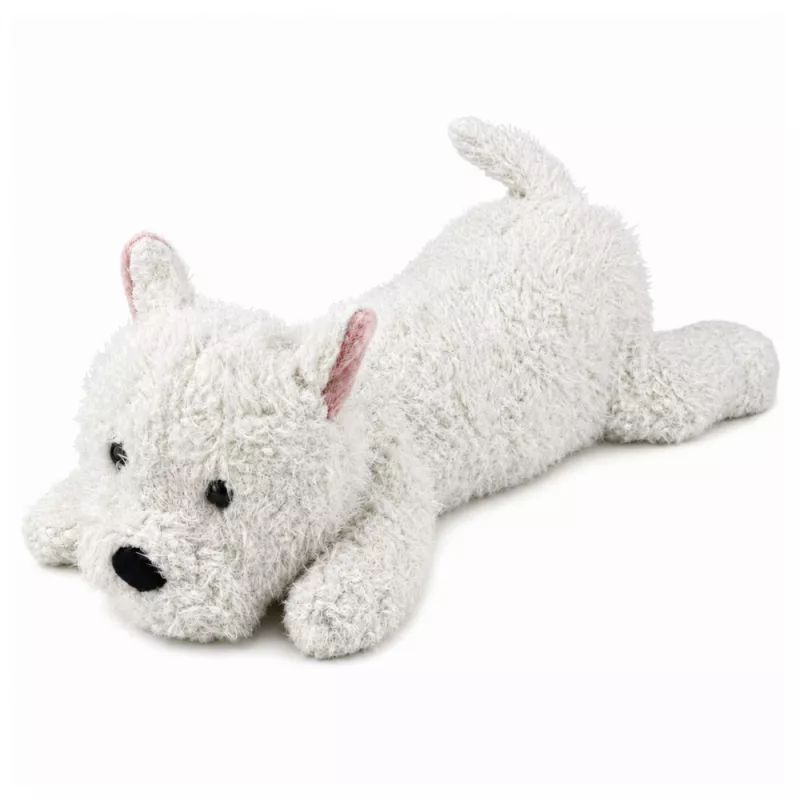 LEAN TOYS Vesthailendas baltā terjera plīša suns mīkstā rotaļlieta, balts, 40 cm
