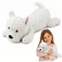 LEAN TOYS Vesthailendas baltā terjera plīša suns mīkstā rotaļlieta, balts, 40 cm