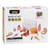 LEAN TOYS Koka skaistumkopšanas komplekts meitenēm ar baltu kosmētikas somiņu, 17 daļas