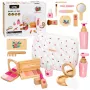 LEAN TOYS Koka skaistumkopšanas komplekts meitenēm ar baltu kosmētikas somiņu, 17 daļas