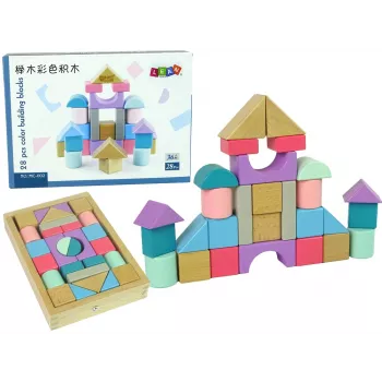 LEAN TOYS Koka klucīši pasteļtoņos 28 gab. Pils