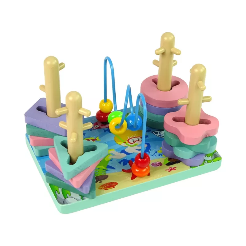 LEAN TOYS Koka klucīšu šķirotājs Sea World Izglītojošas krelles