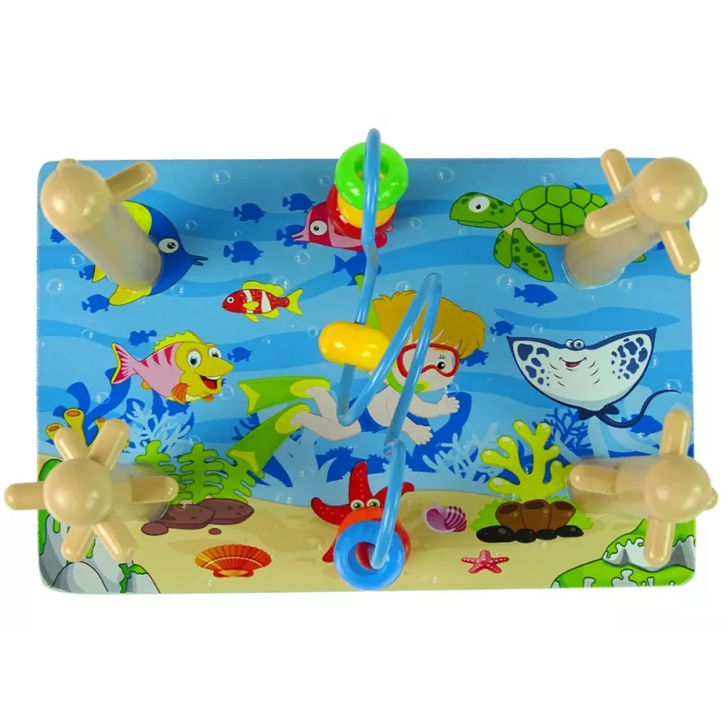 LEAN TOYS Koka klucīšu šķirotājs Sea World Izglītojošas krelles