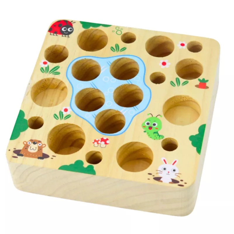 LEAN TOYS Koka burkānu un slieku magnētiskā spēle