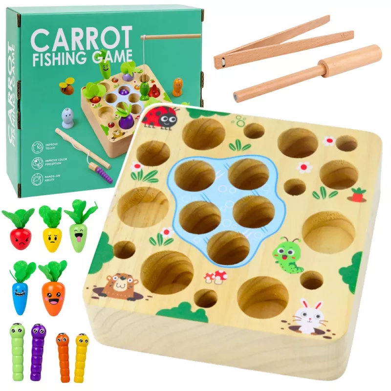 LEAN TOYS Koka burkānu un slieku magnētiskā spēle