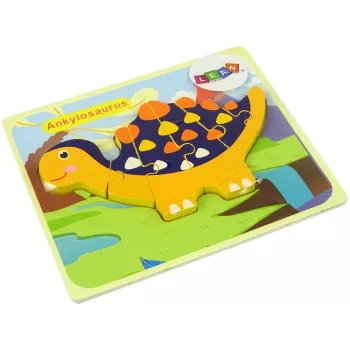LEAN TOYS Koka Puzle Dinozauri Triceratops Ankilozaurs Oranžs
