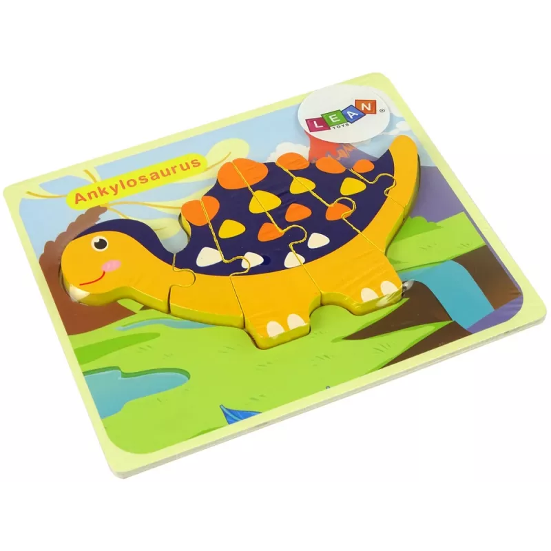 LEAN TOYS Koka Puzle Dinozauri Triceratops Ankilozaurs Oranžs