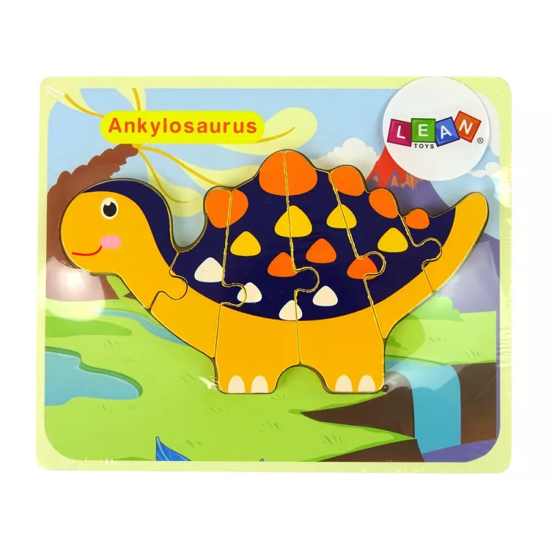 LEAN TOYS Koka Puzle Dinozauri Triceratops Ankilozaurs Oranžs