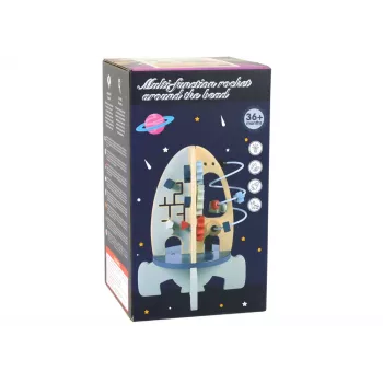 LEAN TOYS Koka raketes izglītojošās krelles un zobrati