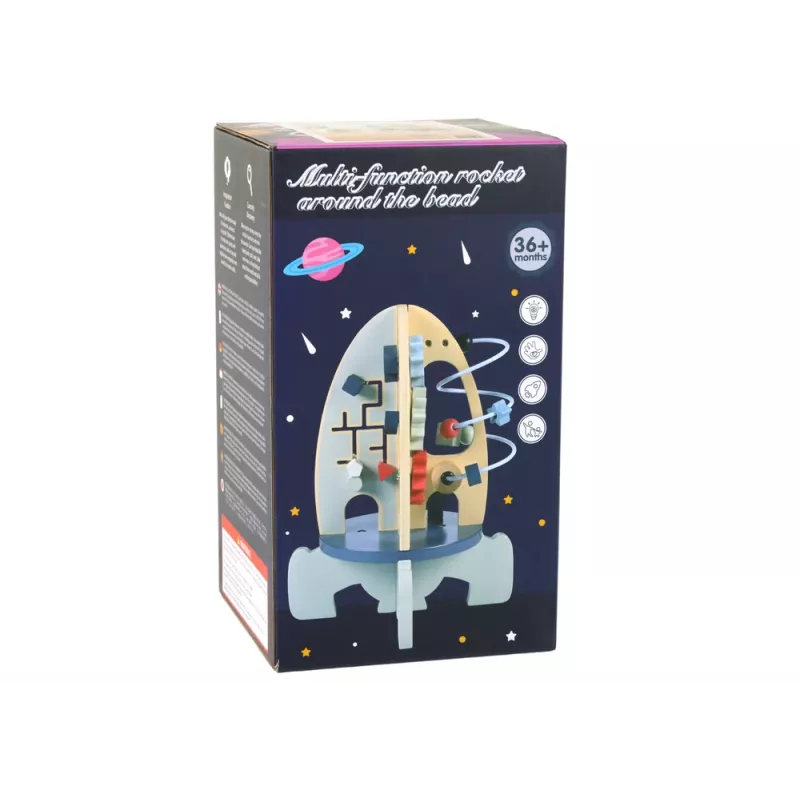 LEAN TOYS Koka raketes izglītojošās krelles un zobrati