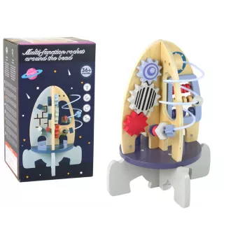 LEAN TOYS Koka raketes izglītojošās krelles un zobrati