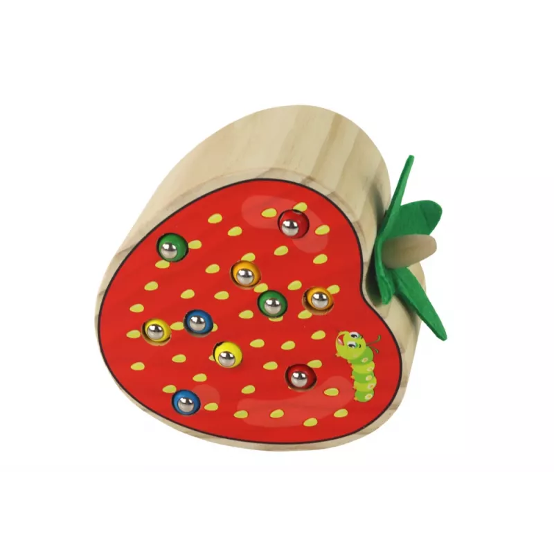 LEAN TOYS Wooden Strawberry Catch the Worm Magnetic Game