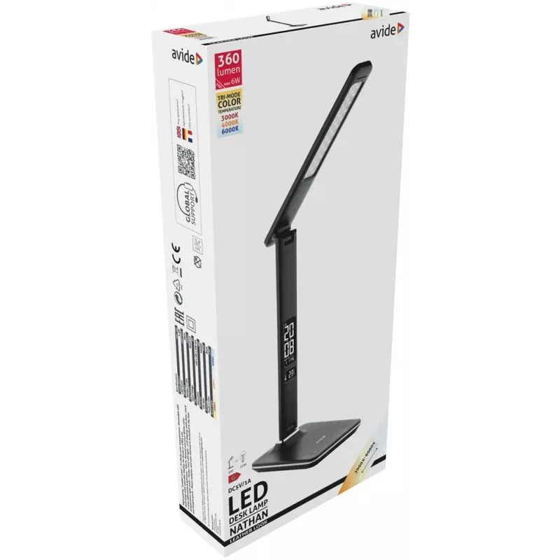 Avide LED galda lampa ar kalendāru melna 6W 350lm