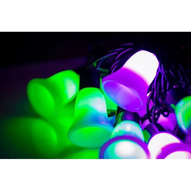 LED virkne ar zvaniņiem, 20 silti baltas LED spuldzes, 2,5 m, ar bateriju darbināma, zelta krāsā
