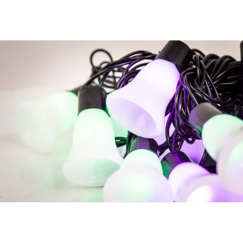 LED virkne ar zvaniņiem, 20 silti baltas LED spuldzes, 2,5 m, ar bateriju darbināma, zelta krāsā