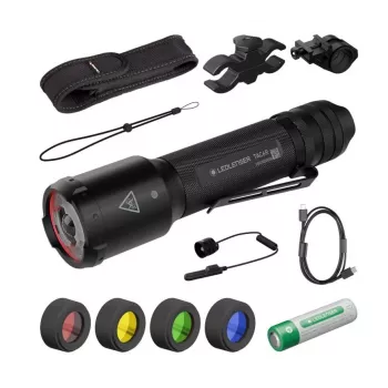 Ledlenser TAC6R Black Hunting Set ar cieto futrāli