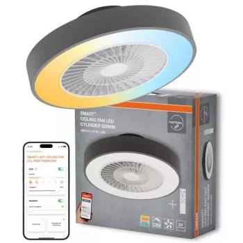 LEDVANCE SMART WIFI Ceiling Fan CYL REM 76W D550T - Viedais griestu ventilators ar iebūvētu LED apgaismojumu, regulējamu baltu gaismu, tālvadību un lietotnes vadību