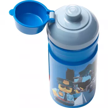 LEGO City Dzeramā pudele 390 ml Zila ar mīkstu silikona snīpi un daļēji caurspīdīgu vāciņu, PP/Silikons, 1 gab. (40561735)
