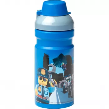 LEGO City Dzeramā pudele 390 ml Zila ar mīkstu silikona snīpi un daļēji caurspīdīgu vāciņu, PP/Silikons, 1 gab. (40561735)
