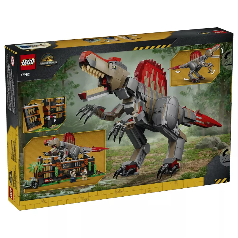 LEGO Jurassic World 77982 Spinosaurus dinozauru bēgšanas konstruktors ar Owen Grady un Claire Dearing minifigūrām (248 detaļas)