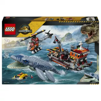 LEGO Jurassic World 77983 Mosasaurus Dinosaur Boat Attack (280 daļas, 3 minifigūras, vecums 7+)